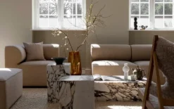 Audo Copenhagen Plinth table, high, Calacatta Viola marble