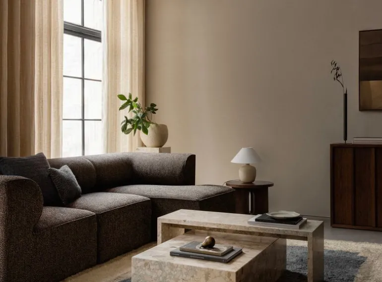 Audo Copenhagen Plinth table, low, Kunis Breccia marble