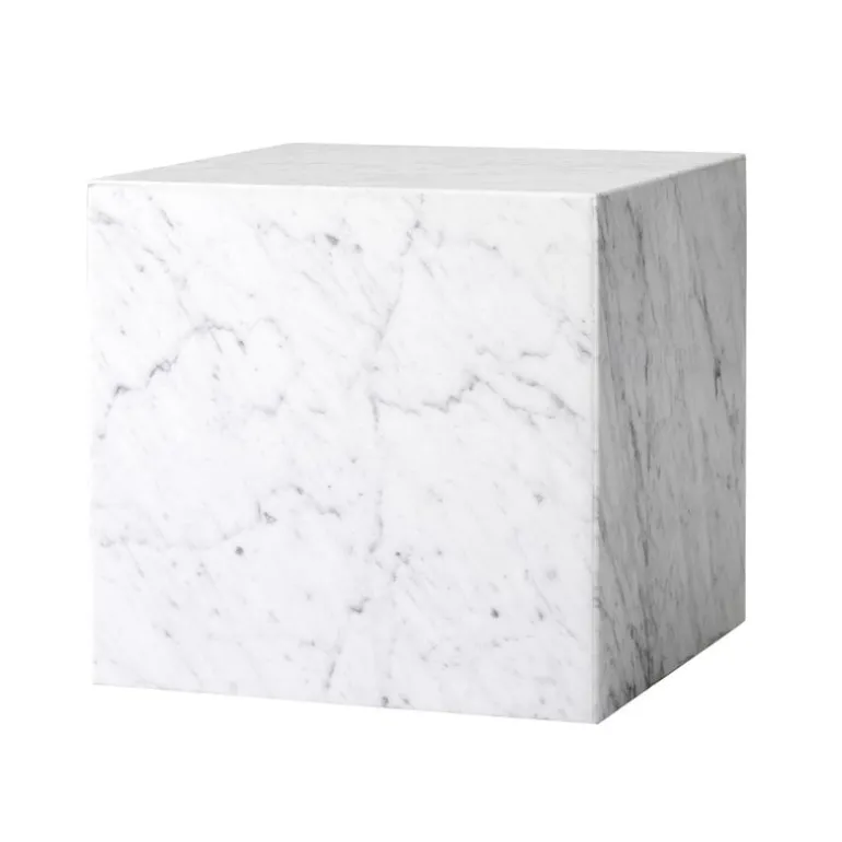 Audo Copenhagen Plinth table, cube, white Carrara Marble