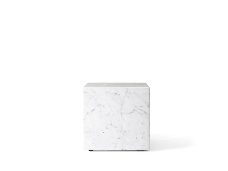 Audo Copenhagen Plinth table, cube, white Carrara Marble