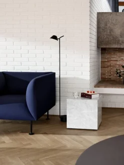 Audo Copenhagen Plinth table, cube, white Carrara Marble