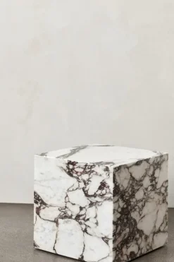 Audo Copenhagen Plinth table, cube, Calacatta Viola marble