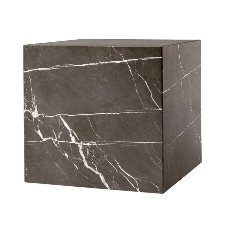 Audo Copenhagen Plinth table, cube, grey Kendzo marble