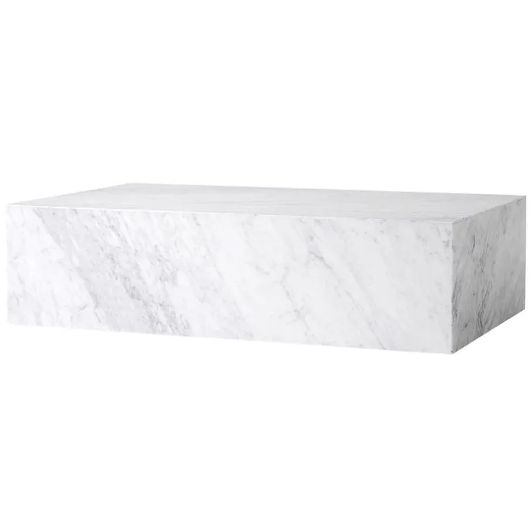 Audo Copenhagen Plinth table, low, white Carrara marble