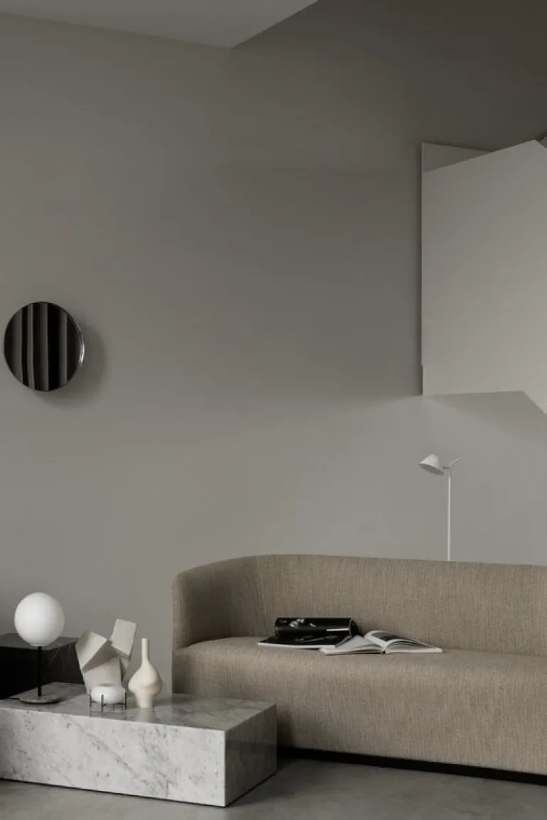 Audo Copenhagen Plinth table, low, white Carrara marble