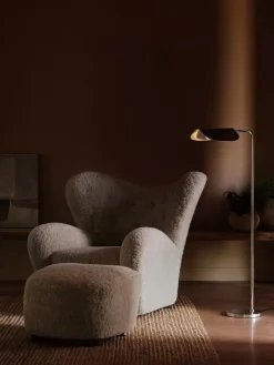 Audo Copenhagen The Tired Man armchair, Moonlight sheepskin