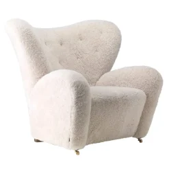Audo Copenhagen The Tired Man armchair, Moonlight sheepskin
