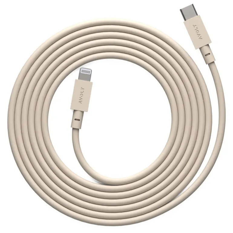 Avolt Cable 1 USB-C to Lightning charging cable , 2 m, Nomad sand