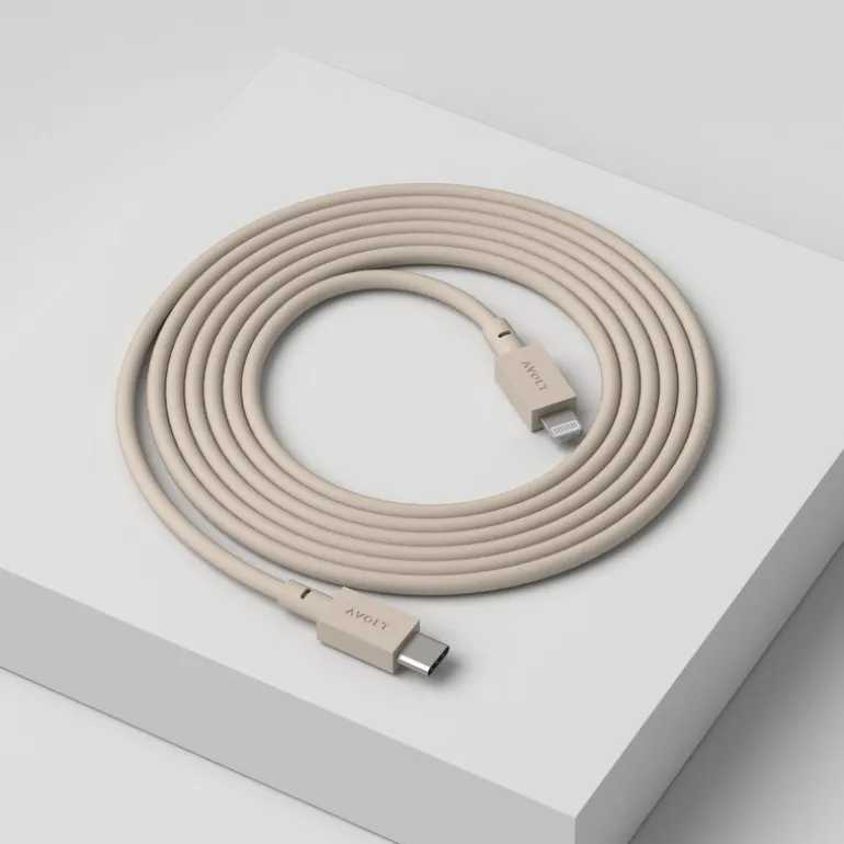 Avolt Cable 1 USB-C to Lightning charging cable , 2 m, Nomad sand