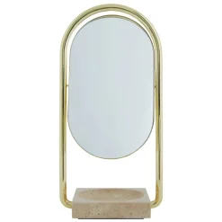 AYTM Angui table mirror, travertine - gold