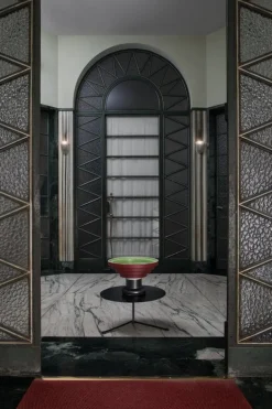 Bitossi Alzata centrepiece, 25 cm, burgundy - green - oxidized copper