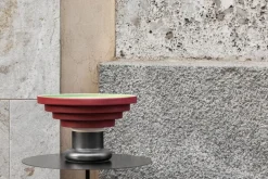 Bitossi Alzata centrepiece, 25 cm, burgundy - green - oxidized copper