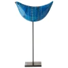 Bitossi Bird figure on metal base, Rimini blue