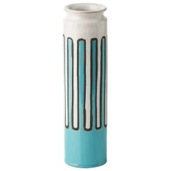 Bitossi Cylinder vase, 30 cm, white - turquoise