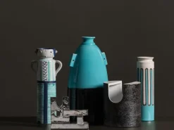 Bitossi Cylinder vase, 30 cm, white - turquoise