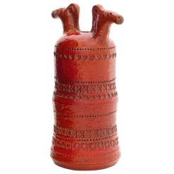 Bitossi Horse heads vase, 36 cm, Venice red