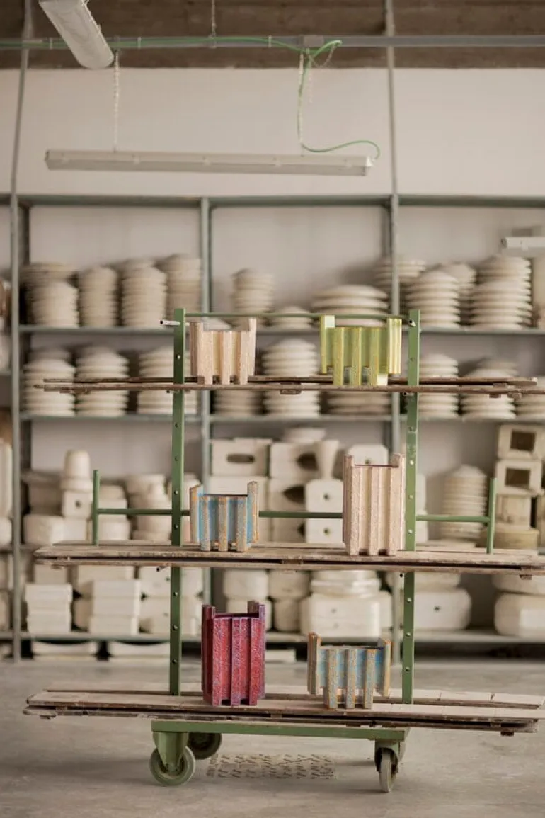 Bitossi Merlate vase, 50 cm, 28 x 20 x 27 cm, cream white - purple