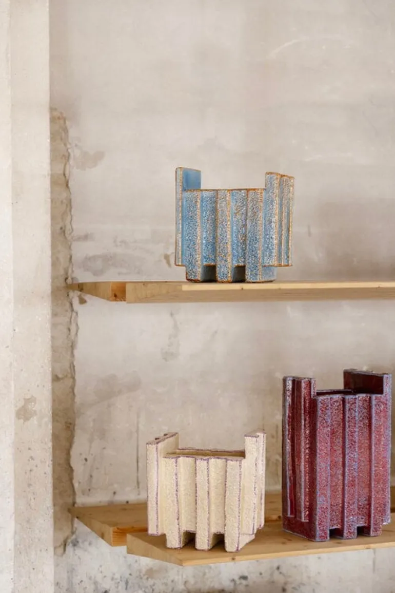 Bitossi Merlate vase, 50 cm, 28 x 20 x 27 cm, cream white - purple