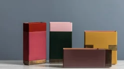 Bitossi Vase, high rectangular, 38 x 21 cm, burgundy