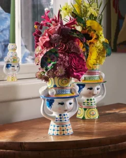 Bjørn Wiinblad Lady with Hat vase, 20,5 cm, blue