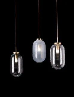 Bomma Lantern pendant, clear - patina gold