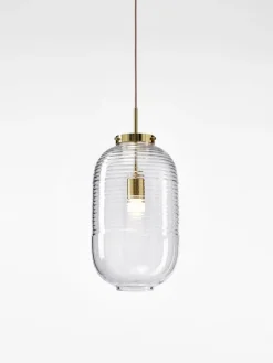 Bomma Lantern pendant, clear - patina gold