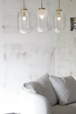 Bomma Lantern pendant, clear - patina gold