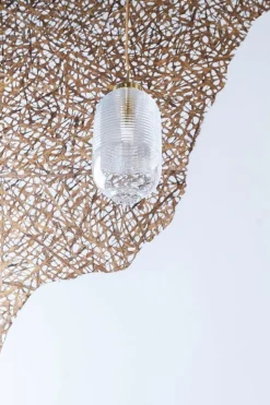 Bomma Lantern pendant, clear - patina gold