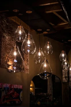 Bomma Tim pendant, medium, clear - brushed copper