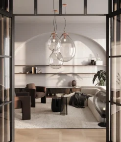 Bomma Tim pendant, small, clear - brushed copper