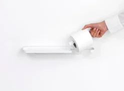 Brabantia MindSet toilet roll holder with shelf, mineral fresh white