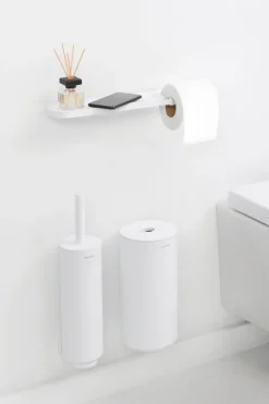 Brabantia MindSet toilet roll holder with shelf, mineral fresh white