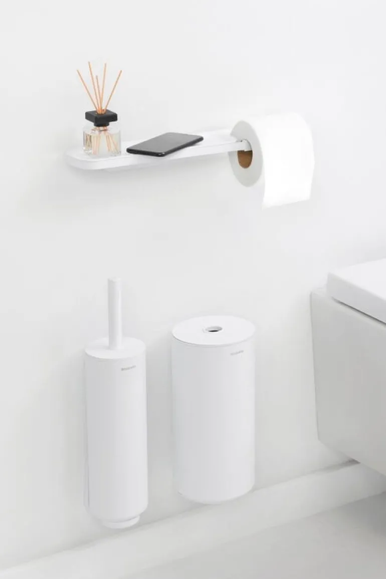 Brabantia MindSet toilet roll holder with shelf, mineral fresh white