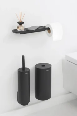Brabantia MindSet toilet roll holder with shelf, mineral infinite grey