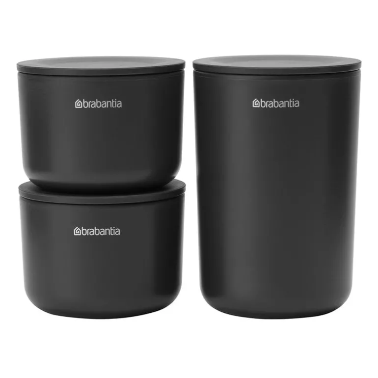 Brabantia ReNew storage pots, 3 pcs, dark grey