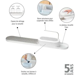 Brabantia SinkStyle organiser and drying tray, Mineral Infinite white