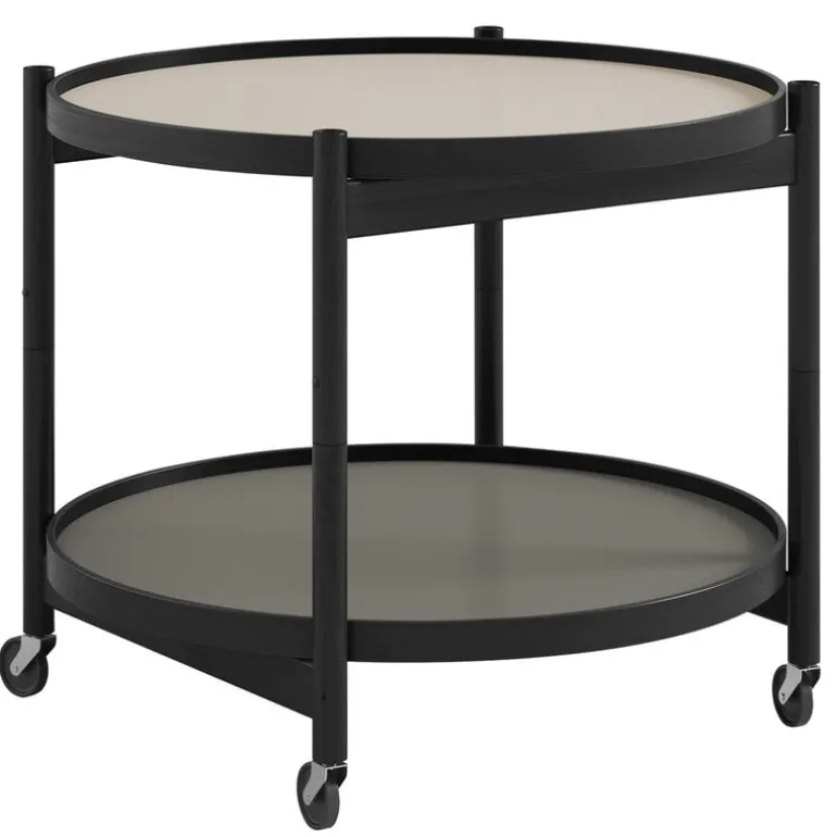 Brdr. Krüger Bølling tray table 60 cm, black lacquered beech - stone