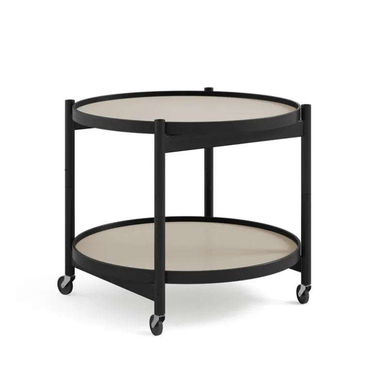 Brdr. Krüger Bølling tray table 60 cm, black lacquered beech - stone