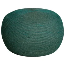 Cane-line Circle footstool, large, round, dark green