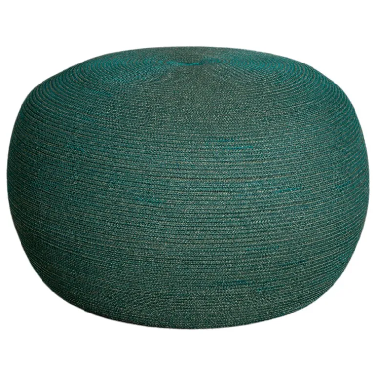Cane-line Circle footstool, large, round, dark green