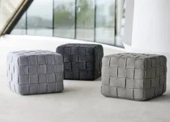 Cane-line Cube footstool, dark grey