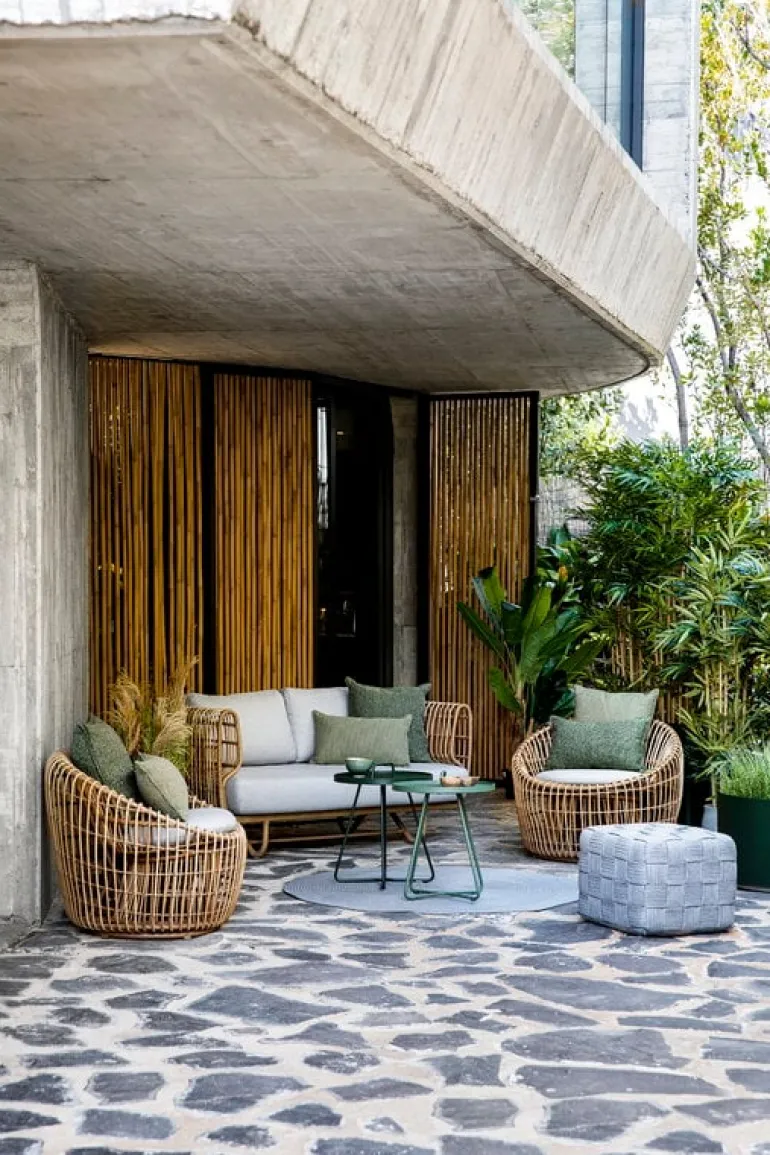 Cane-line Cube footstool, light grey