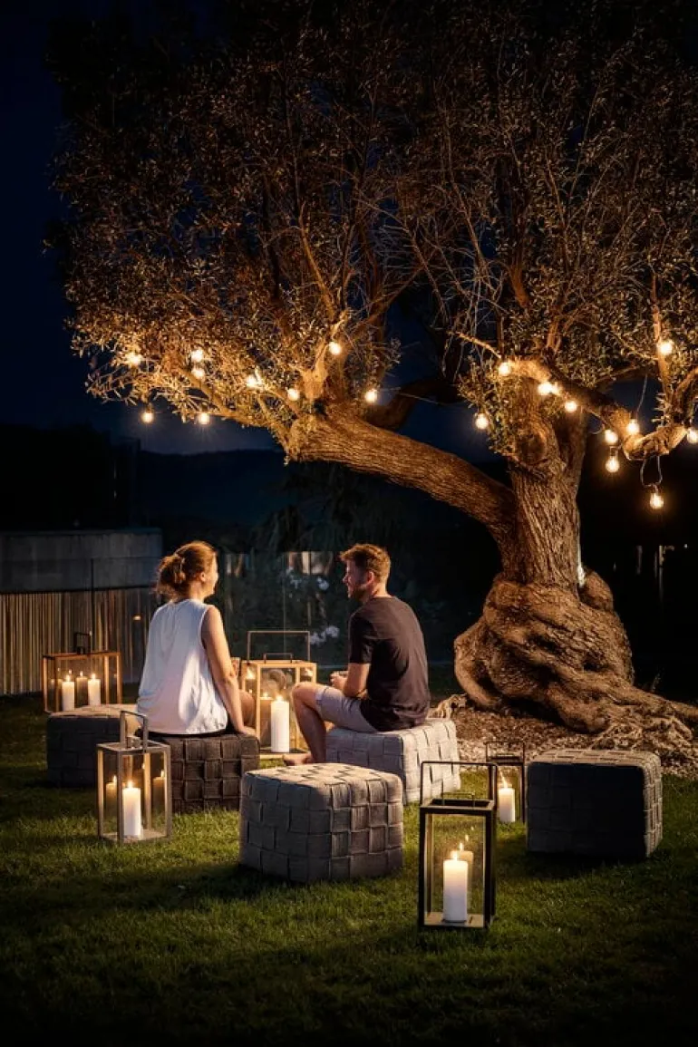 Cane-line Cube footstool, taupe