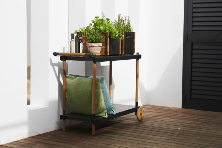 Cane-line Frame trolley, teak - lava grey