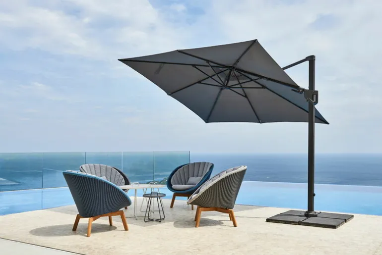 Cane-line Hyde Luxe parasol, with tilt, anthracite - concrete
