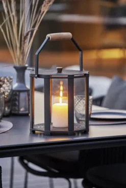 Cane-line Lightlux lantern with teak handle, XS, lava grey