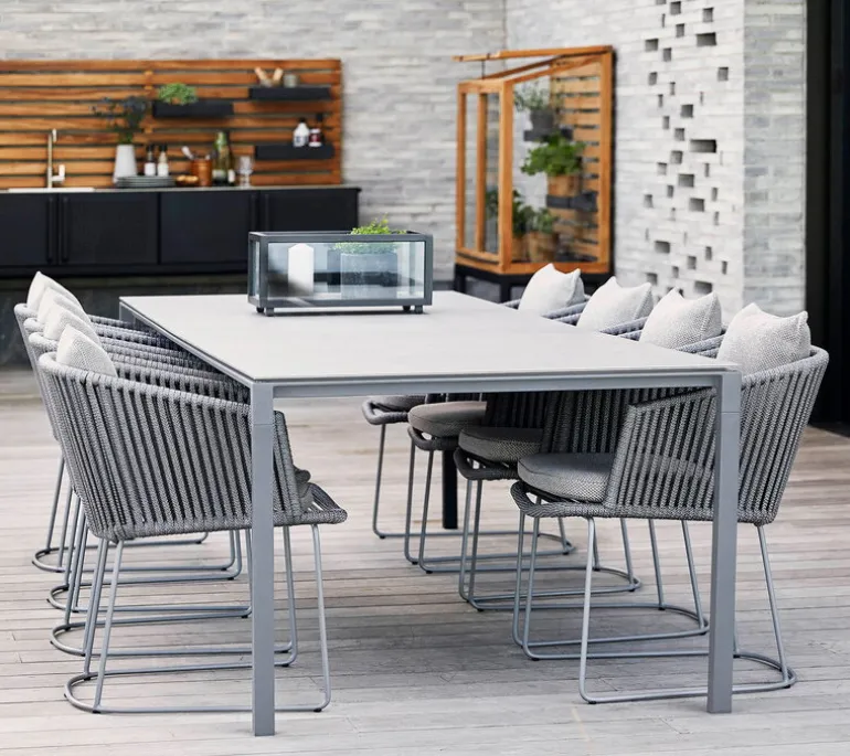 Cane-line Pure dining table, 280x100cm, light grey - concrete grey ceramic