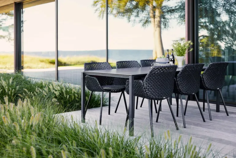 Cane-line Pure dining table, 200 x 100 cm, lava grey - Nero black ceramic