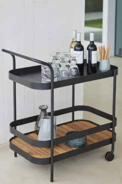 Cane-line Roll bar trolley, teak - lava grey