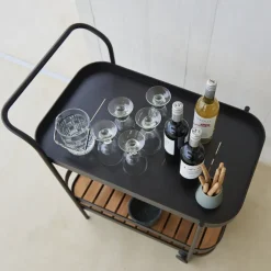 Cane-line Roll bar trolley, teak - lava grey